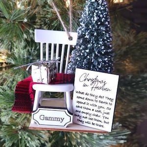 Christmas in Heaven Chair memorial Ornament Keepsake personalized with Name