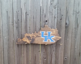 Handmade Kentucky Wildcats Wooden State Sign, UK Basketball Decor