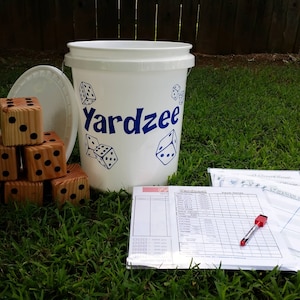 Giant personalized set of outdoor dice for Yahtzee
