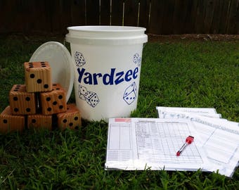 Yardzee Lawn Dice Set: Outdoor Family Game with Personalized Bucket