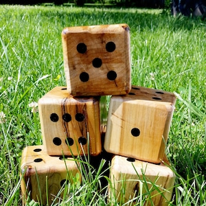 Giant Yardzee Dice Game Set, Outdoor Yahtzee/Farkle with Dry Erase Scorecard, Lawn Party Game