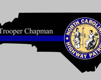 Personalisierte North Carolina Highway Patrol Zeichen, NC-Ausschnitt, NC-Zustand-Polizei-Zeichen, dünne blaue Linie North Carolina Zeichen, dünne blaue Linie Zeichen