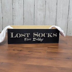 Funny Lost socks laundry room decor, Lost socks looking for sole mates bin, Free Dobby socks box