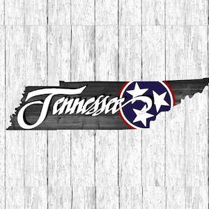 Ritaglio dello stato del Tennessee con tristar rossa bianca e blu