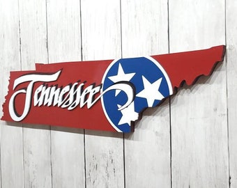 Handmade Tennessee State Wood Sign: Tri-Star Home Decor