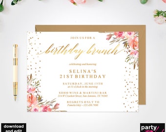 birthday brunch invitation etsy birthday brunch invitation