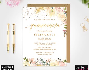 quinceanera invitation template etsy quinceanera invitation template