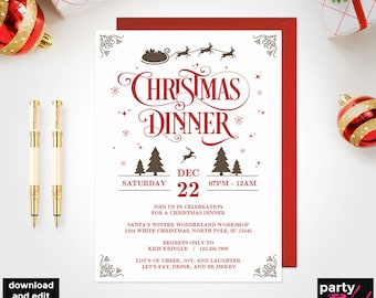 christmas invitation etsy
