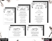 Vintage Gothic Wedding Invitations, Halloween Wedding, Rustic Wedding, Til Death Do Us Part, Hallowedding, Gothic, Vintage, Editable, WS09
