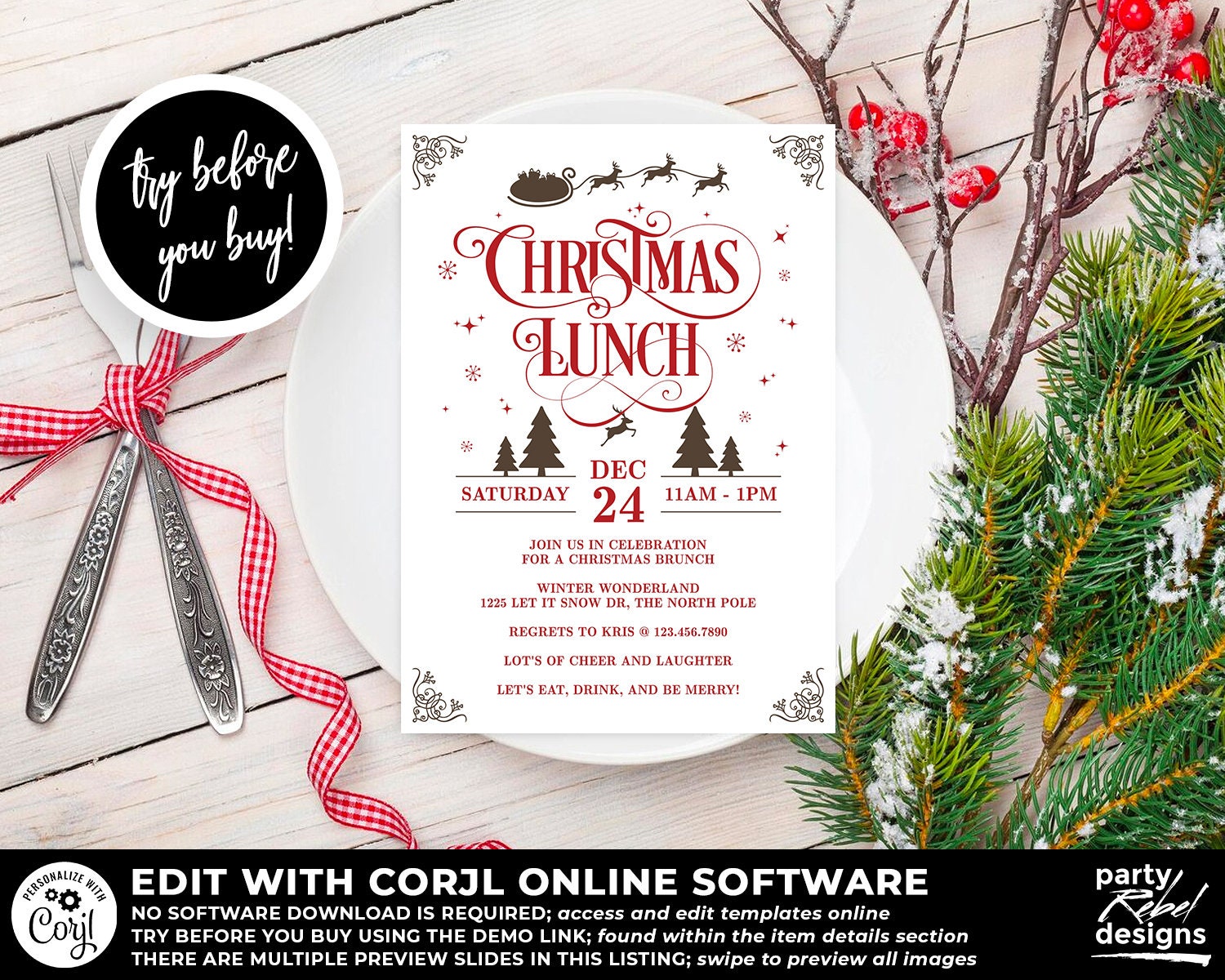 Christmas Lunch Invitation Printable Template Christmas Party Etsy Christmas Lunch Invitation Printable Template Christmas Party Etsy