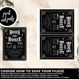 Halloween Party Invitation Printable, Boos and Booze, Halloween Invitation, Halloween Costume Party, Witch Party, DIY Halloween, HW14 image 6