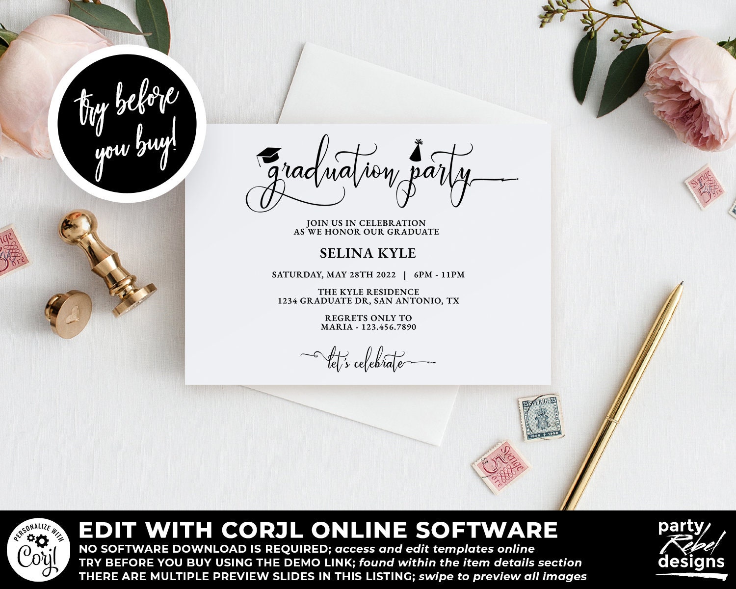 Printable Graduation Party Invitation Template Grad Party - Etsy