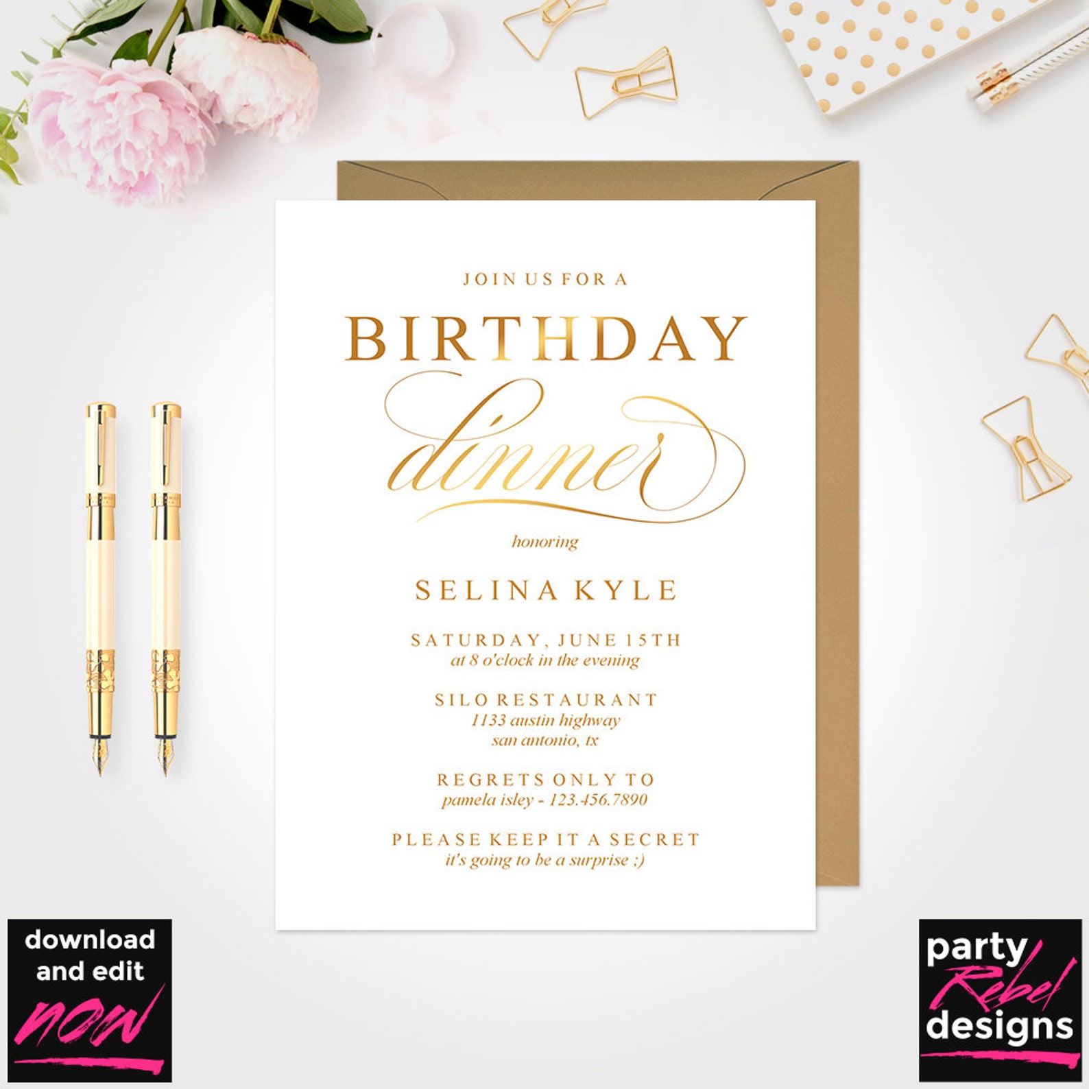 Birthday Dinner Party Invitation Birthday Dinner Invitation | Etsy