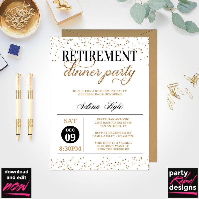 Retirement Dinner Invitation Printable Template Appreciation Etsy