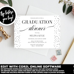 Graduation Dinner Invitation Template, Graduation Party Invitation, High School Graduation Invitation, College Graduation Invitation, GD10