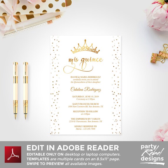 Quincea Era Party Einladung Vorlage Mis Quince A Os Gold Etsy #era #school #beautiful #can #choreography #dancing #have #high #musical #quincea #this #waltz. etsy