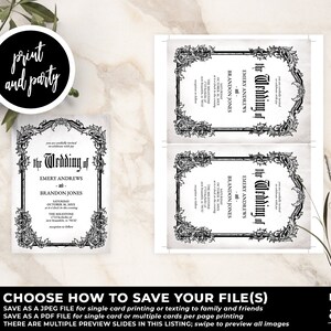 Vintage Gothic Wedding Invitations, Halloween Wedding, Rustic Wedding, Til Death Do Us Part, Hallowedding, Gothic, Vintage, Editable, WS19 image 6