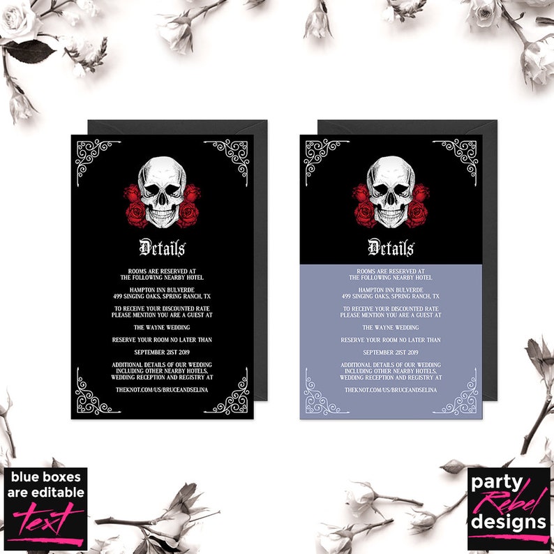 Editable Wedding Invitation Black Wedding Invitation Gothic Wedding Invitation WS34 Hallowedding Halloween Wedding Wedding Template