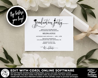 Graduation Party Invitation Instant Download Template, Grad Party, Graduation Party Template, DIY Graduation, Editable Graduation, GD01