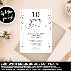 Anniversary Invitation Template, Happy Anniversary, Anniversary Invitation, Anniversary Party Invite, Birthday Invitation, Corjl AV01