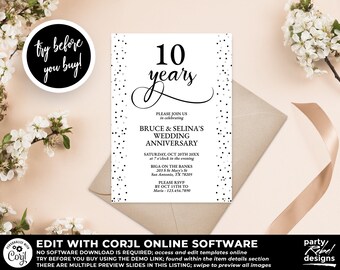 Anniversary Invitation Template, Happy Anniversary, Anniversary Invitation, Anniversary Party Invite, Birthday Invitation, Corjl AV01
