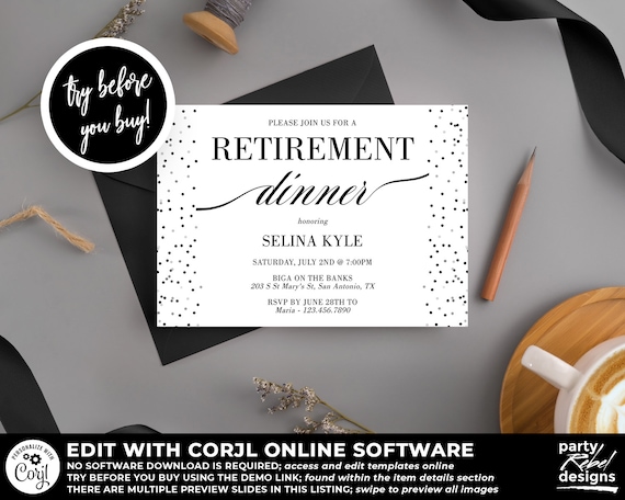 Retirement Dinner Invitation Template Appreciation Dinner - Etsy