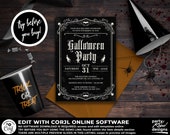 Halloween Party Invitation Printable, Halloween Invitation, Halloween Template, Halloween Costume Party, Editable, Witch Party, HW30