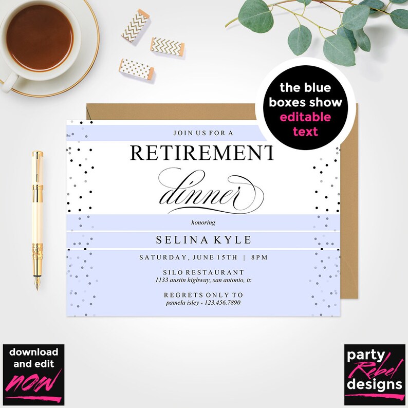 Retirement Dinner Invitation Printable Template Appreciation | Etsy
