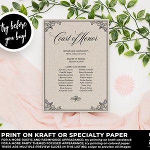 Quinceañera Court of Honor Invitation Template Quinceañera Enclosure Quinceañera Court of Honor Invitation Template Quinceañera Enclosure