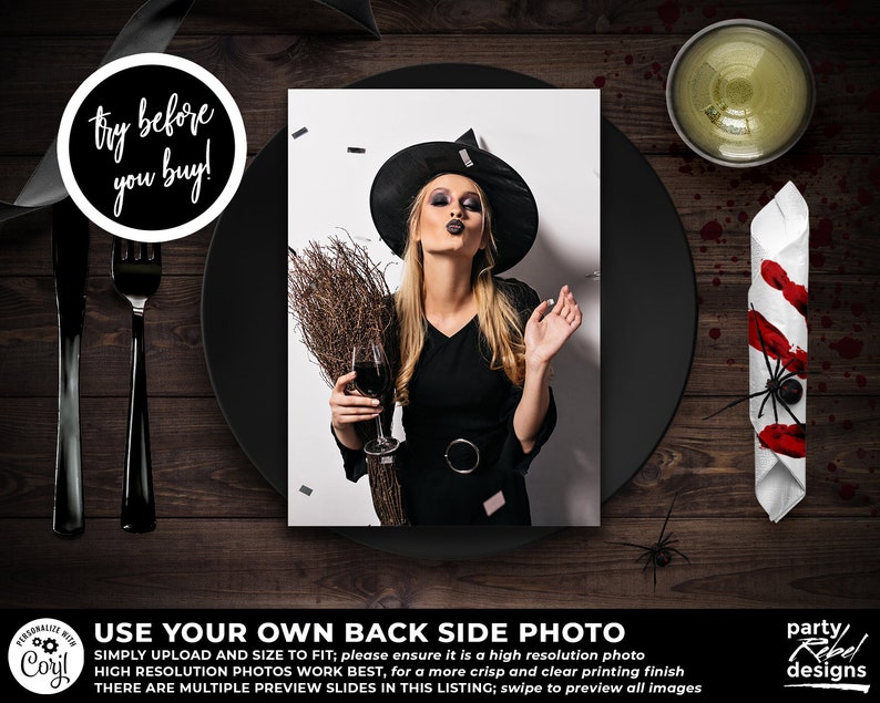 Halloween Party Invitation Printable, Halloween Dinner Invitation, Halloween Template, Halloween Costume Party, Editable Halloween, HW11 image 4