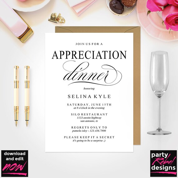 Appreciation Dinner Invitation Printable Template - Etsy