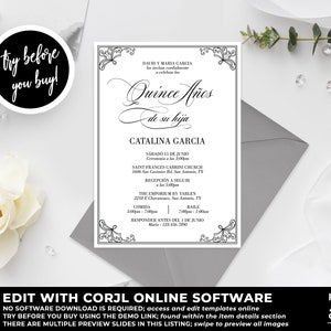 Quinceañera Invitation Instant Download, Mis Quince, Quince Años, Printable Quinceañera, Quince, 15 years old, DIY Quinceañera, QC93