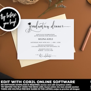 Printable Graduation Dinner Party Invitation Template, Grad Party, Graduation Dinner, Party Template, DIY Graduation Party, GD09