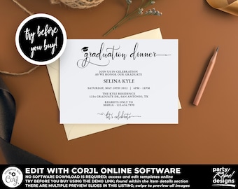 Printable Graduation Dinner Party Invitation Template, Grad Party, Graduation Dinner, Party Template, DIY Graduation Party, GD09