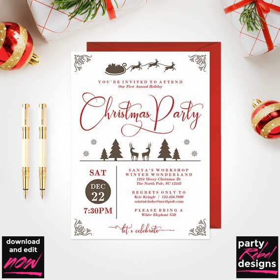Christmas Party Invitation Printable Template Christmas Party | Etsy