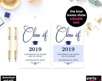 Graduation Tags, Printable Graduation Tags, Navy Graduation Party, DIY Graduation, Graduation Hang Tags, Graduation Printables, TG02