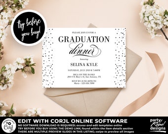 Graduation Dinner Party Invitation Template, Graduation Dinner Printable, Graduation Instant Download Template, DIY Graduation Dinner, GD14