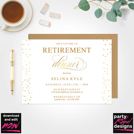 Retirement Dinner Invitation Printable Template Appreciation | Etsy