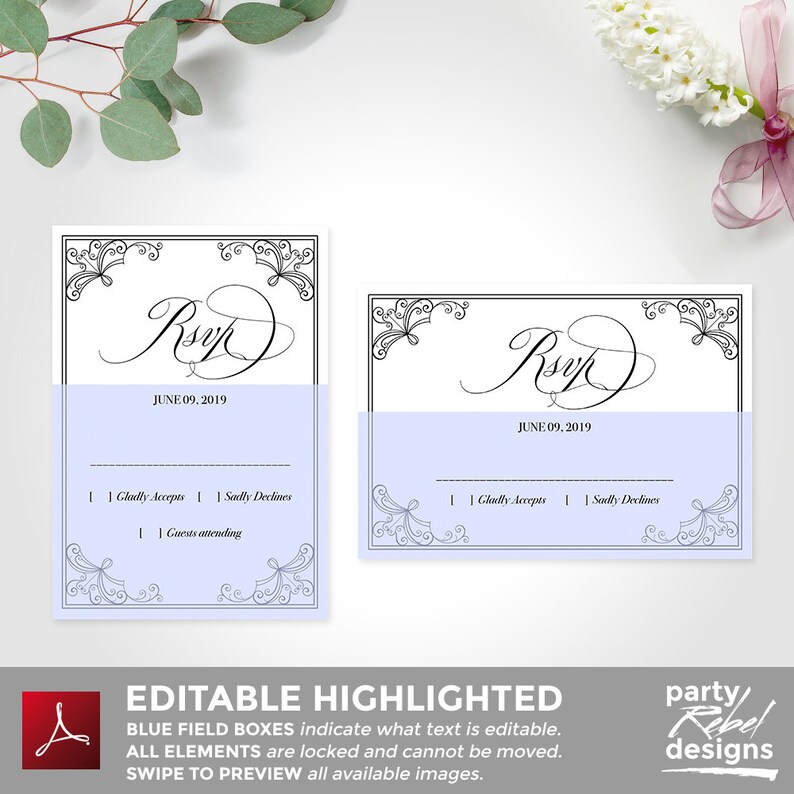 RSVP Editable Template Quinceañera RSVP Card Modern RSVP - Etsy