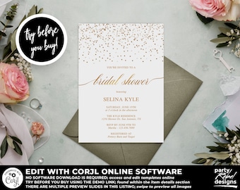 Bridal Shower Invitation Instant Download, Gold Bridal Shower Invitation Template, Elegant Bridal Shower Invitation, Gold, Glitter, BRS05