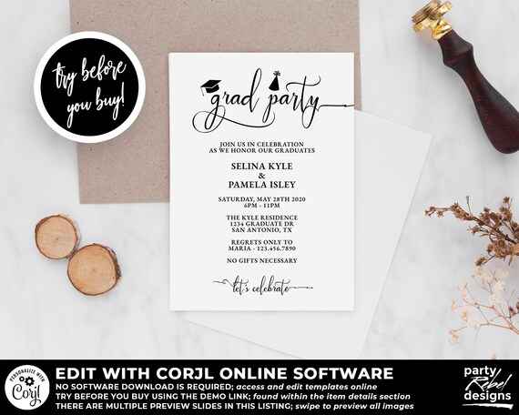 Printable Graduation Party Invitation Template Grad Party - Etsy