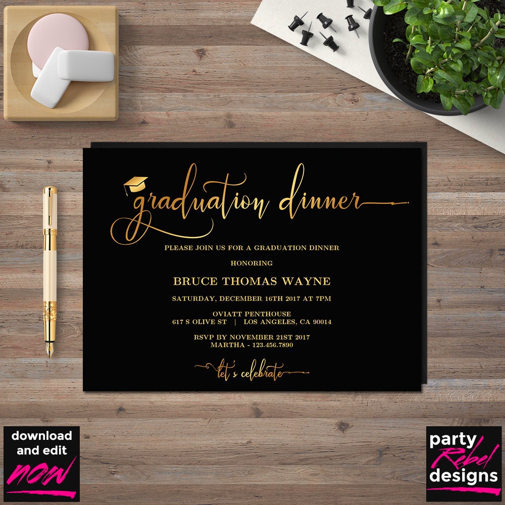 Graduation Dinner Invitation Template Printable Graduation Etsy