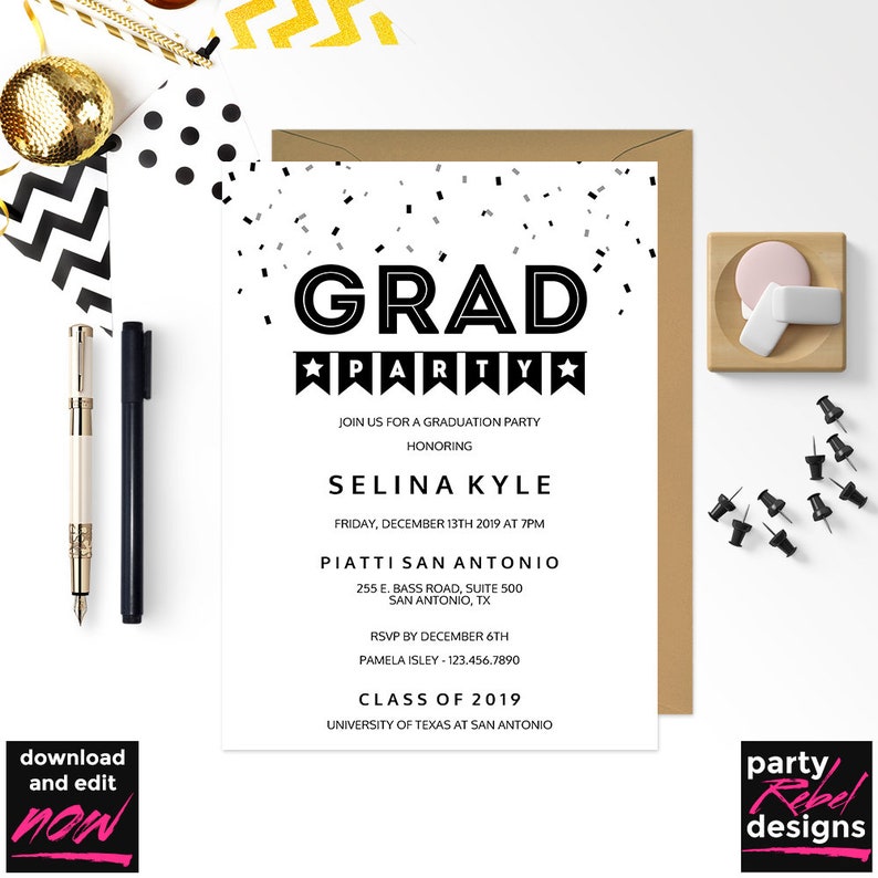 Printable Commencement Social gathering Invitation Template, Grad Social gathering, Commencement, Social gathering Template, Kraft, Do it yourself Commencement Bash, Quick Down load, GD20 photograph about Printable Graduation Party Invitations referred to as Printable Commencement Social gathering Invitation Template, Grad Bash, Commencement, Occasion Template, Kraft, Do-it-yourself Commencement Bash, Fast Obtain, GD20