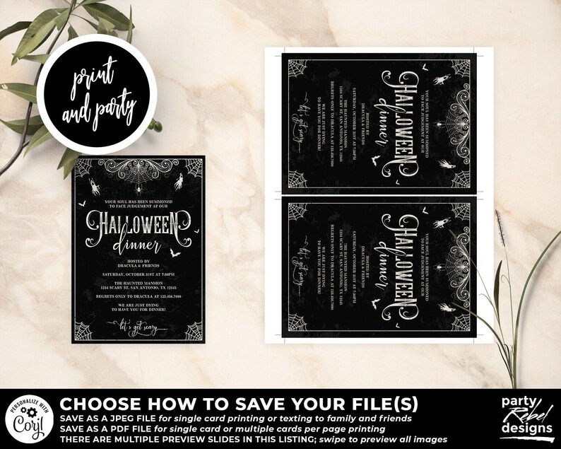 Halloween Party Invitation Template, Halloween Dinner Invitation, Halloween Template, Halloween Costume Party, Editable Halloween, HW11 imagen 6