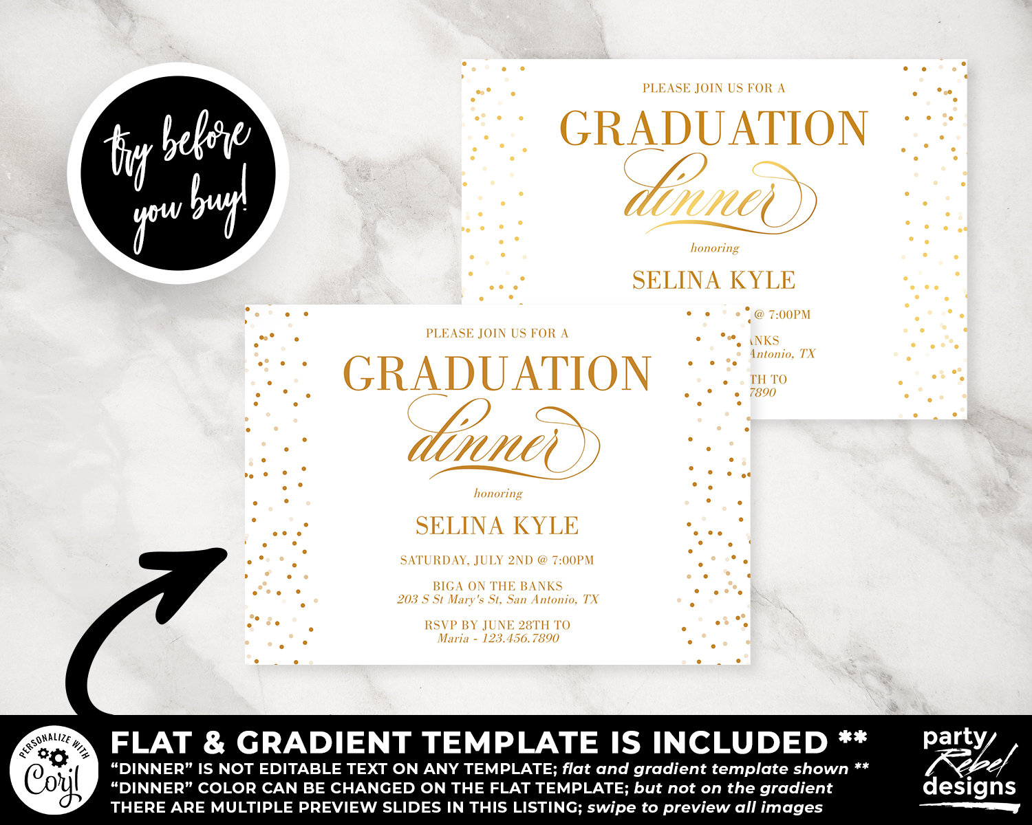 Graduation Dinner Party Invitation Template Graduation Dinner Etsy