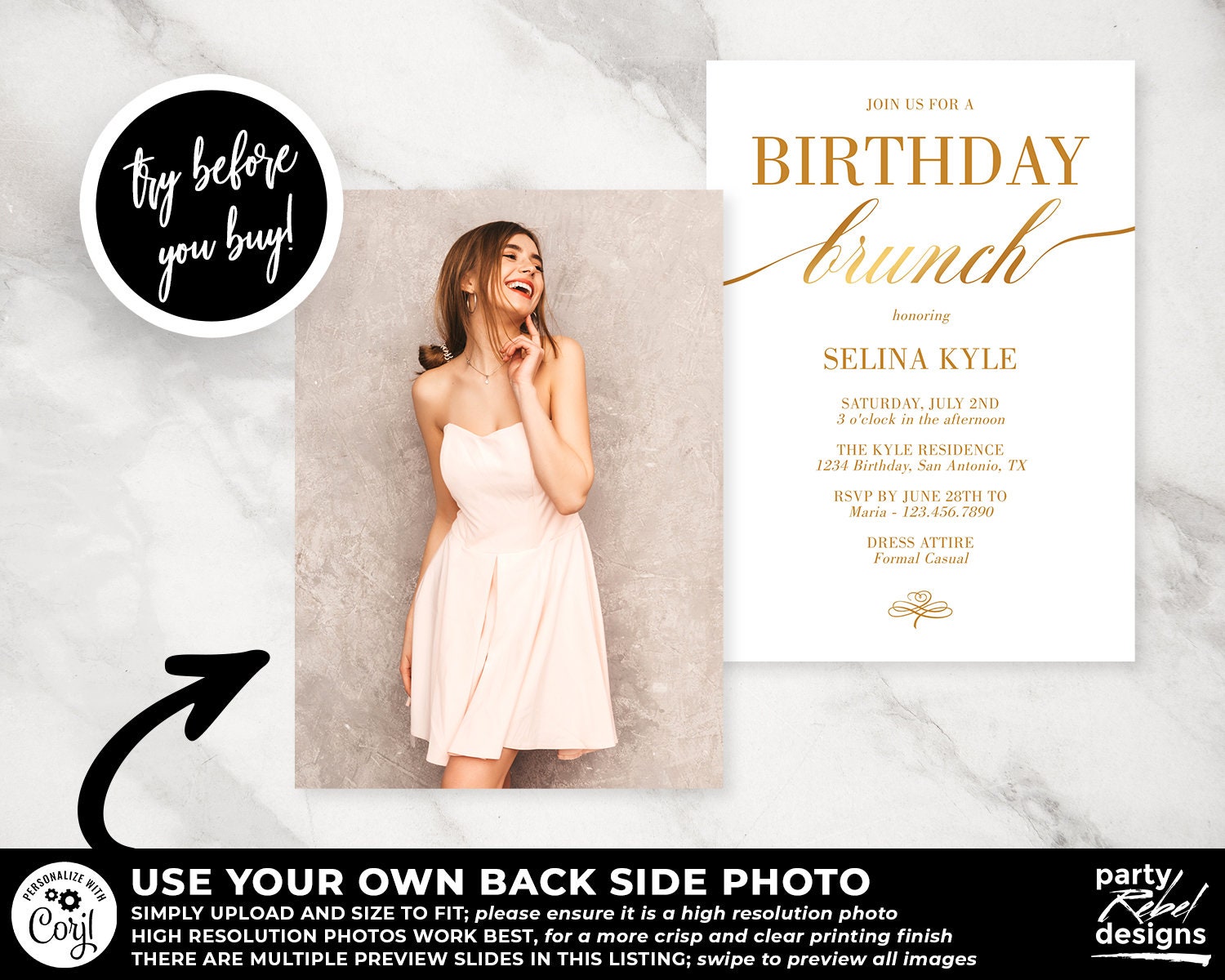 Birthday Brunch Invitation Instant Download, Gold Birthday Invitation,  Classy Birthday Brunch, Holiday Brunch, Retirement Brunch, BD11 - Etsy