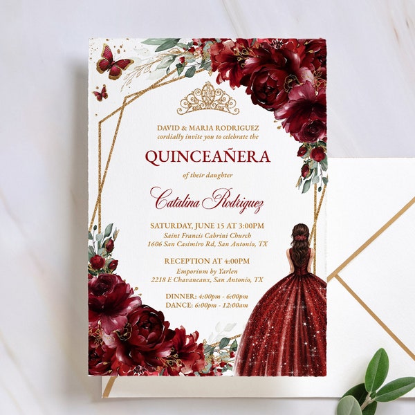 Invitaciones de quinceanera rojo - Etsy México