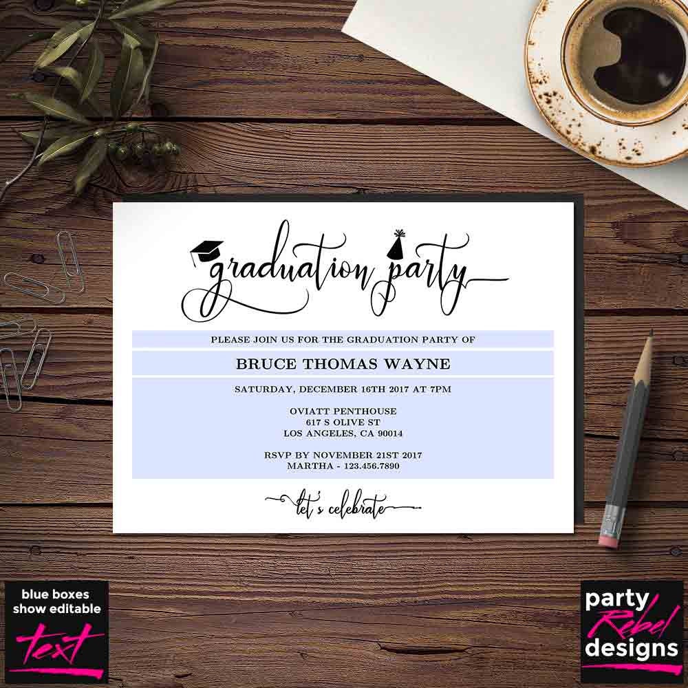 Printable Graduation Party Invitation Template Grad Party Etsy Canada