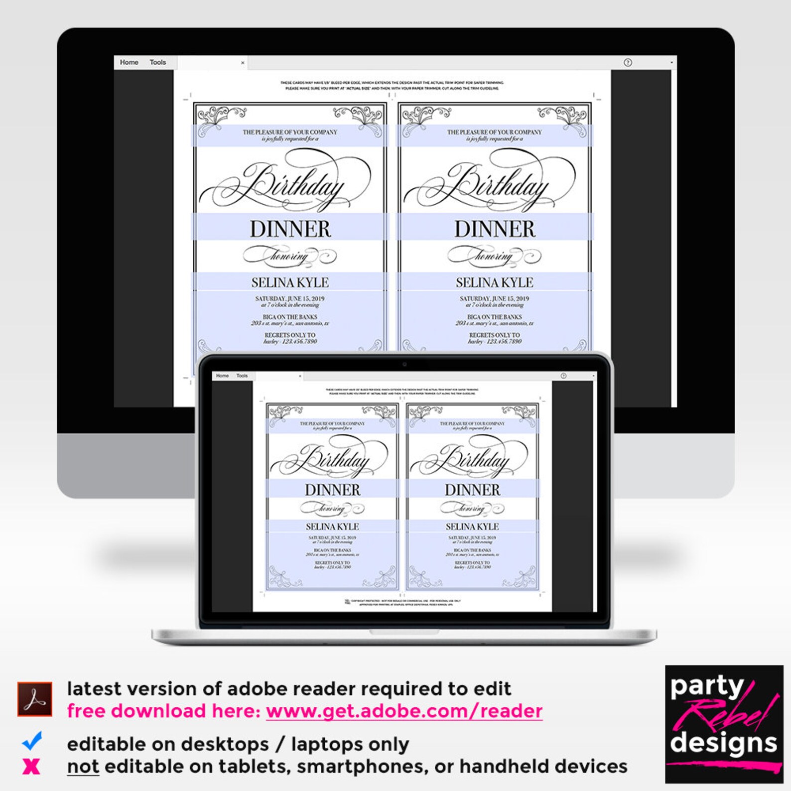 Birthday Dinner Invitation Birthday Party Invitation Instant | Etsy