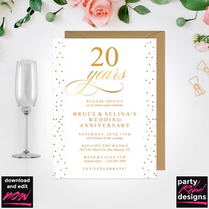 Modèle d’Invitation anniversaire, Invitation anniversaire d’or, joyeux anniversaire, fête d’anniversaire Invite, modèle Party d’anniversaire, AV02